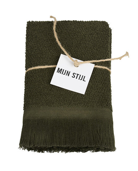 Mijn Stijl - Vaatdoek met franjes Donker groen s/2