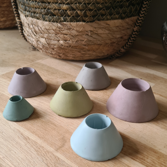 Candlestick concrete set of 6