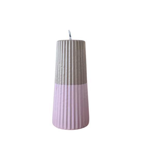 Rustik Lys - Outdoor Pillar Candle Grooved Pastel pink / taupe S Kneusje