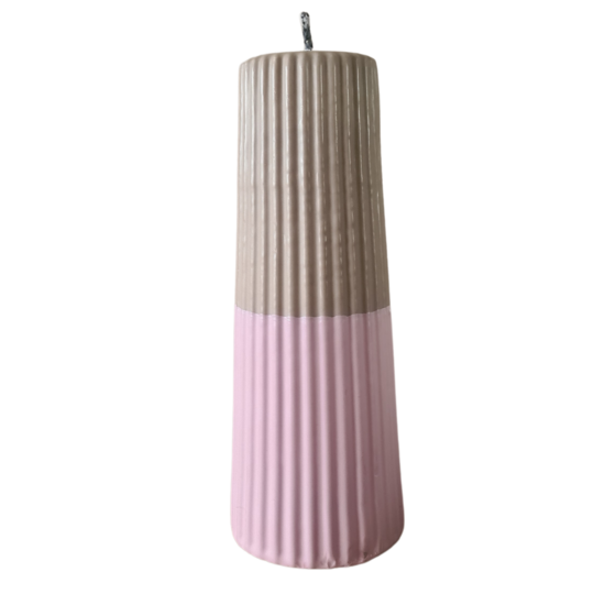 Rustik Lys - Outdoor Pillar Candle Grooved Pastel pink / taupe L Kneusje