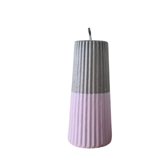 Rustik Lys - Outdoor Pillar Candle Grooved Pastel pink / gray S Kneusje