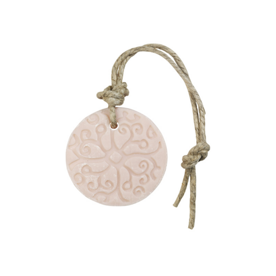 My Style - Soap pendant batik disc light pink, scent mille fleurs