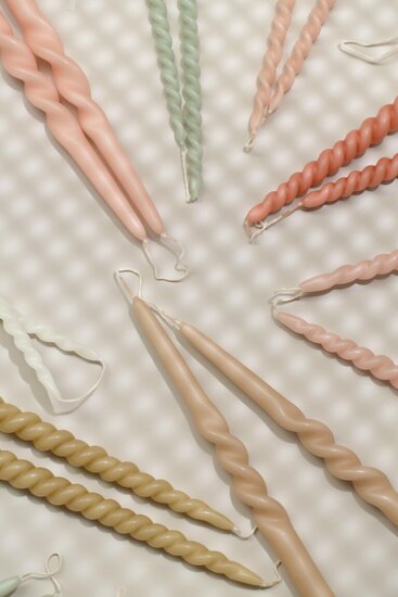 Rustik Lys - Dinner candle Swirl Dusty green