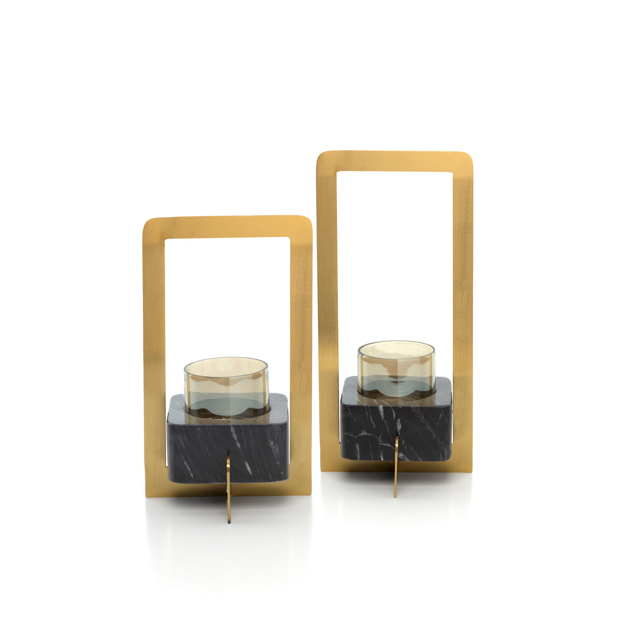 Bazar Bizar Marbre d'Or Theelichthouder – Goud & Zwart Art Deco (Maat L)