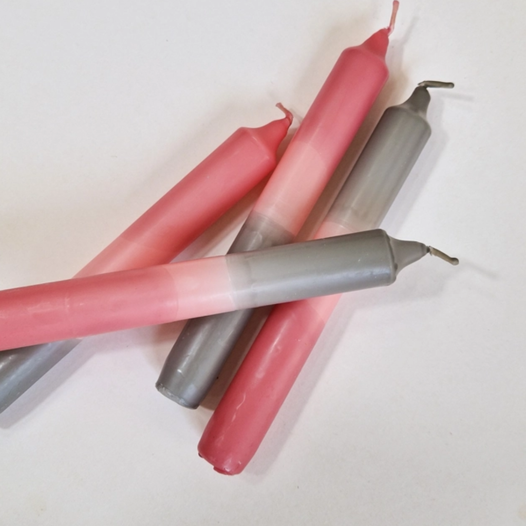 Elate & Co. - Dinner Candle Dip Dye Gray-Pink s/4