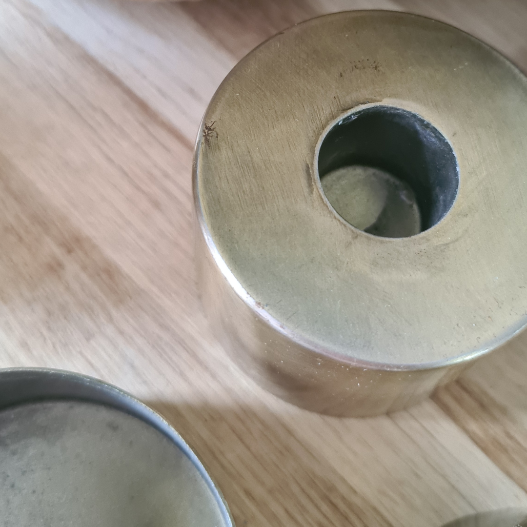 Brass candlestick set of 3 (bruised)
