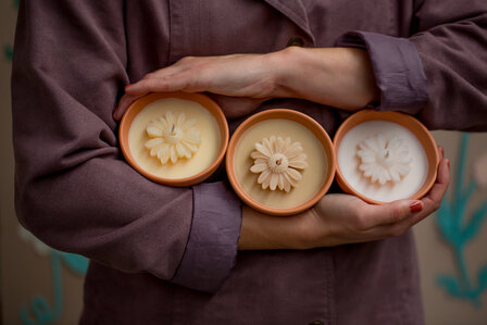 distelroos-Rustik-Lys-Kaars-Flower-bowl-Apricot