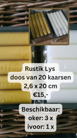 Rustik Lys - Dinerkaars 2,6 x 20 cm Oker - doos van 20 stuks