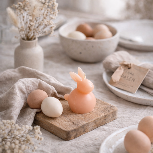 Pasen in zachte kleuren: olijfgroen, pastel lilac en pale banana