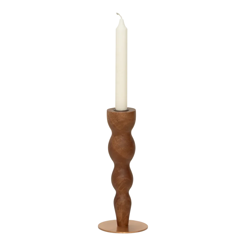 Urban Nature Culture Kandelaar Tali Bruin Mangohout 24 cm