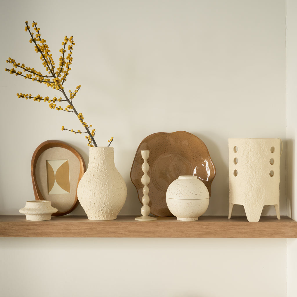 Urban Nature Culture kandelaar Juna Pale Khaki van aluminium Ø8,5 × 27 cm