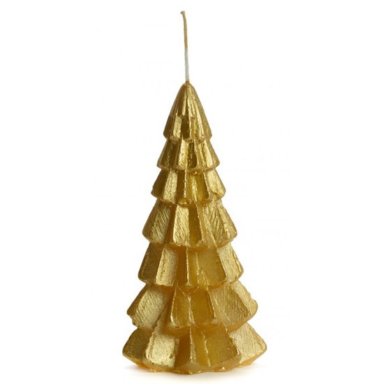 Rustik Lys - Kerstboom kaars goud Small
