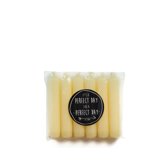 Rustik Lys cadeau dinerkaarsen Pale banana – 6 lichtgele kaarsen van 12 cm
