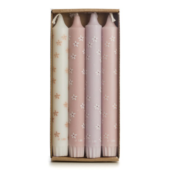 Rustik Lys By Kimmi Morning flowers dinerkaarsen - 4 stuks - 2,2 × 19 cm