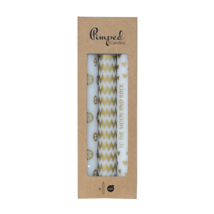 Pimped Candles "To The Moon" white/gold
