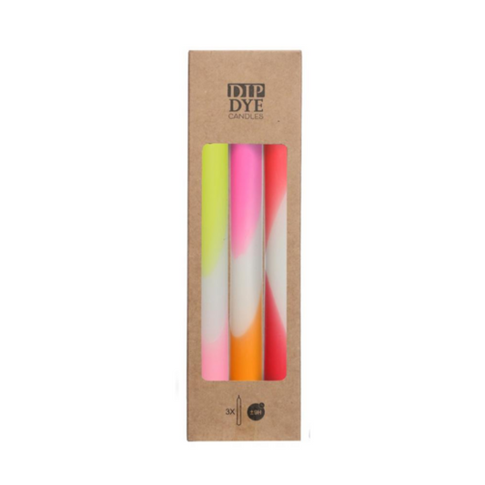 Dinner candles Dip dye neon s/3