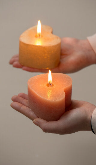 Rustik Lys - Candle Sculpture Heart gold