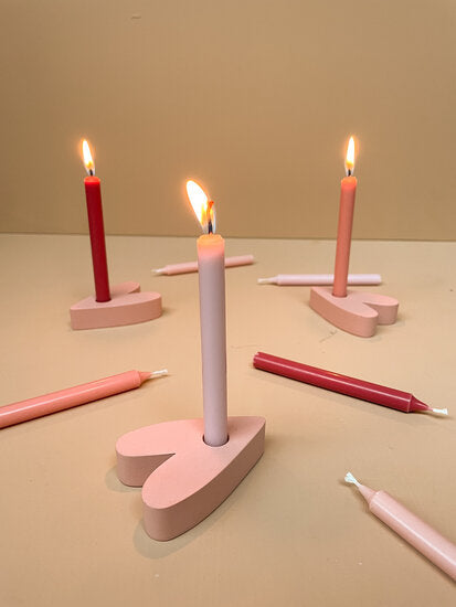 Rustik Lys - Candlestick Concrete Heart blossom