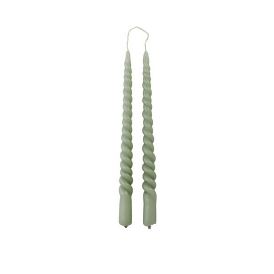 Rustik Lys - Dinner candle Swirl Dusty green