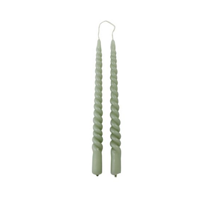 Rustik Lys - Dinner candle Swirl Dusty green