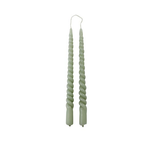 Rustik Lys - Dinner candle Swirl Dusty green