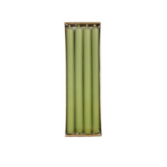 Rustik Lys - Matte dinerkaarsen olijfgroen, set van 4