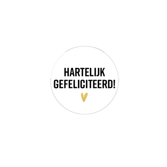 Cadeausticker 'Gefeliciteerd' wit, set van 3