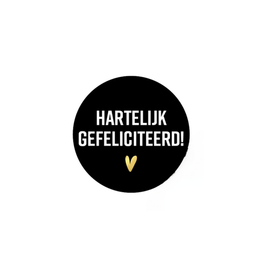 Cadeausticker 'Gefeliciteerd' zwart, set van 3