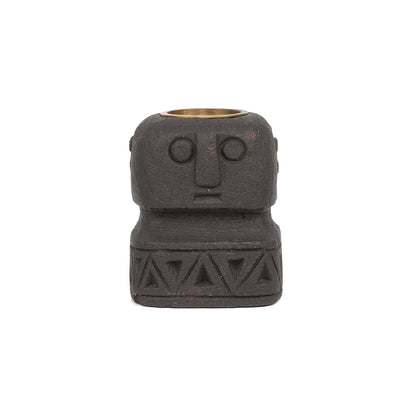 Bazar Bizar - Sumba Stone #26 Theelichthouder – Antraciet Zandsteen
