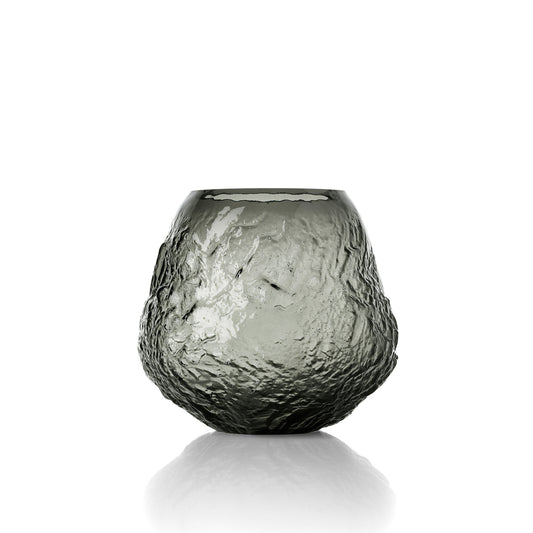 Bazar Bizar Earth Crater vaas van gerecycled glas in zwart – 26 × 24 cm