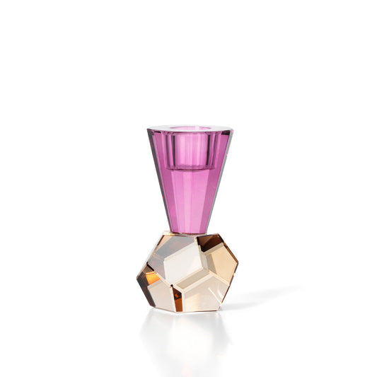 Bazar Bizar - Amethyst Flame Kandelaar – Paars & Amber Kristalglas