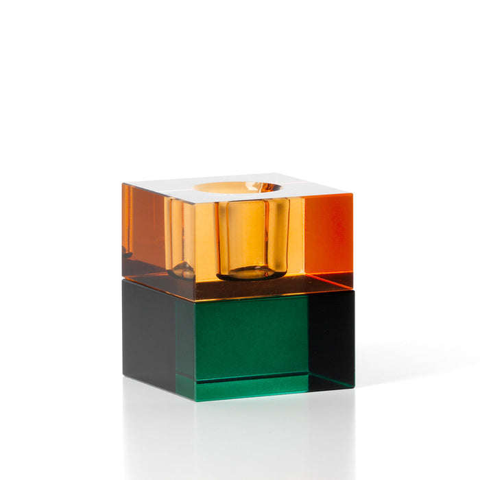 Bazar Bizar Gem Blocks kandelaar amber en groen glas