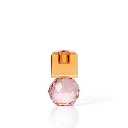 Bazar Bizar Citrine & Rose Quartz Kandelaar – Roze & Amber Glas