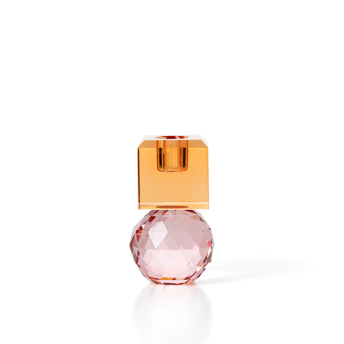Bazar Bizar Citrine & Rose Quartz kandelaar roze en amber glas