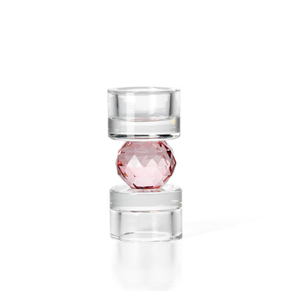 Bazar Bizar Gem Balance Theelichthouder – Helder & Roze Recycled Glas