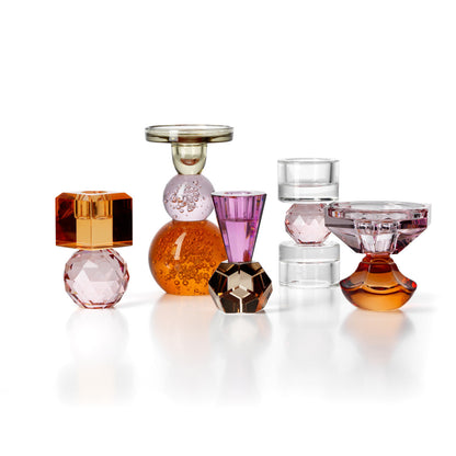 Bazar Bizar Gem Balance Theelichthouder – Helder & Roze Recycled Glas