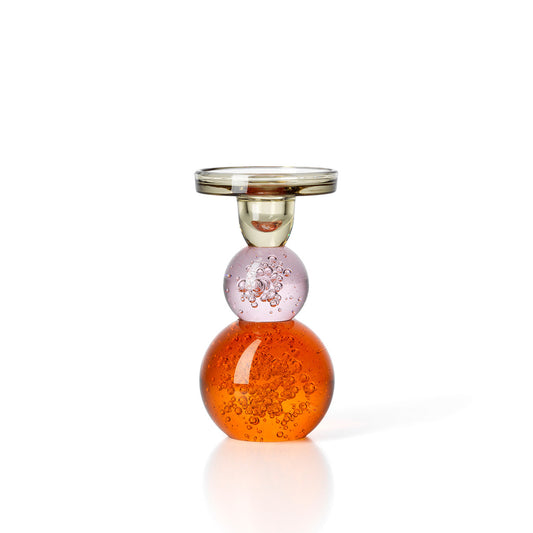 Bazar Bizar Bubble Jewel Kandelaar – Oranje & Roze Recycled Glas
