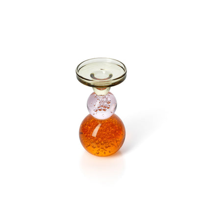 Bazar Bizar Bubble Jewel Kandelaar – Oranje & Roze Recycled Glas