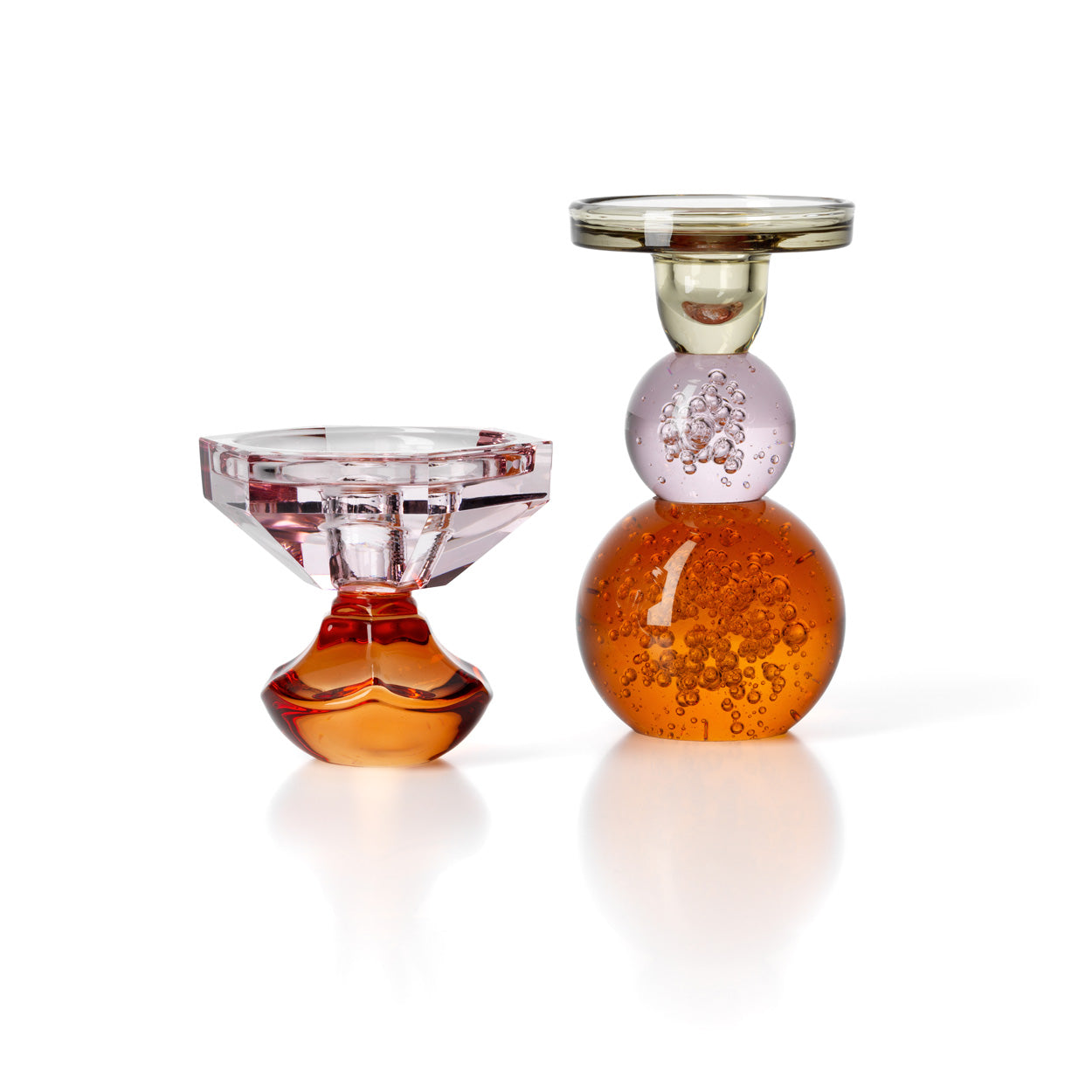 Bazar Bizar Bubble Jewel Kandelaar – Oranje & Roze Recycled Glas
