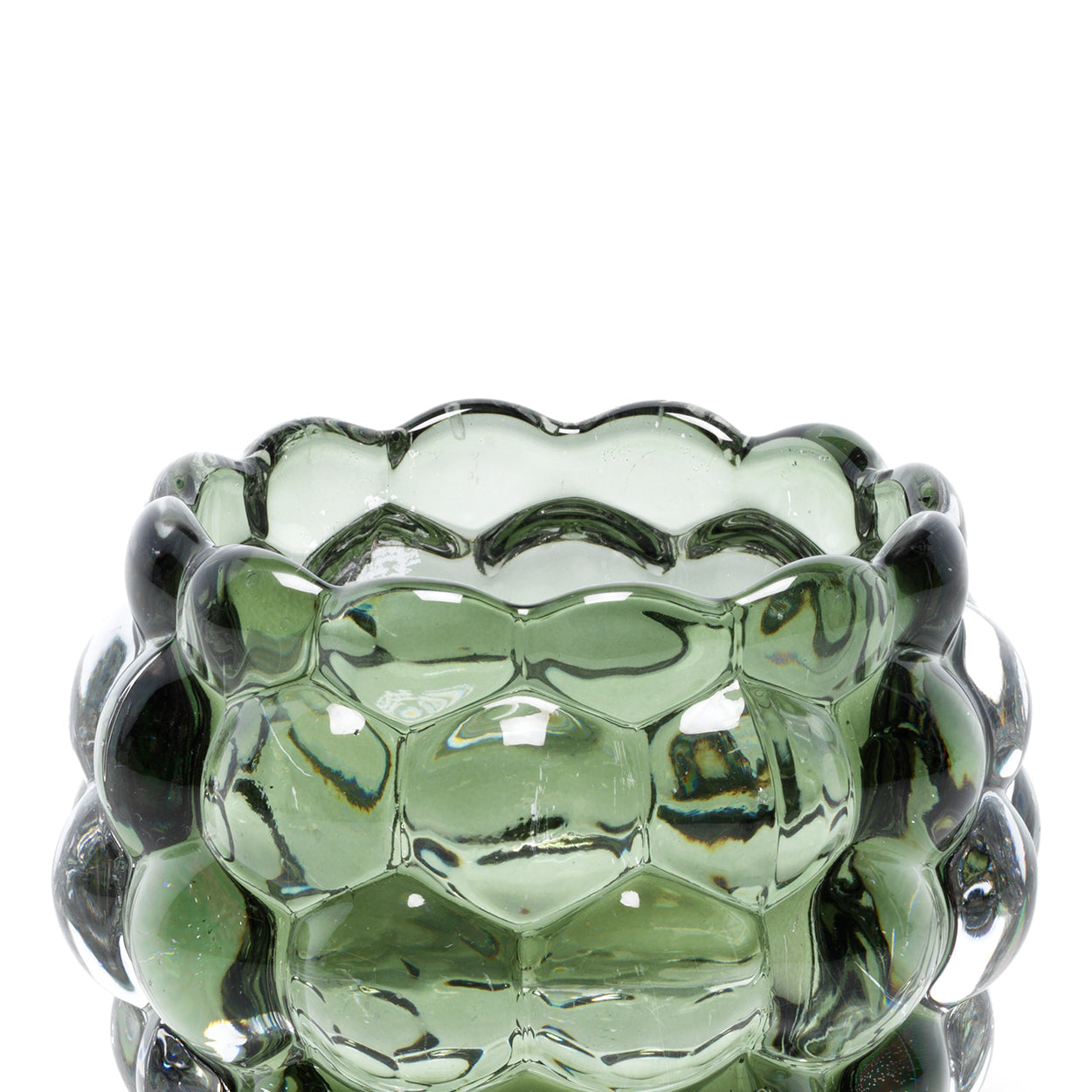 Bazar Bizar - Bubble Glow Theelichthouder – Groen Recycled Glas
