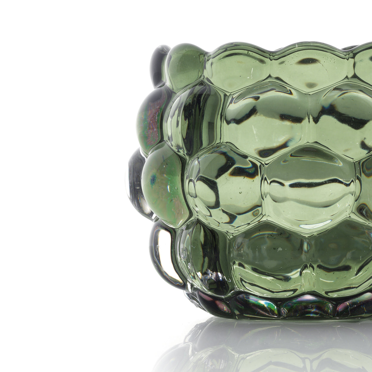Bazar Bizar - Bubble Glow Theelichthouder – Groen Recycled Glas