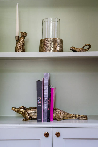 Bazar Bizar Croco Windlicht / Stompkaarsenhouders – Messing & Glas