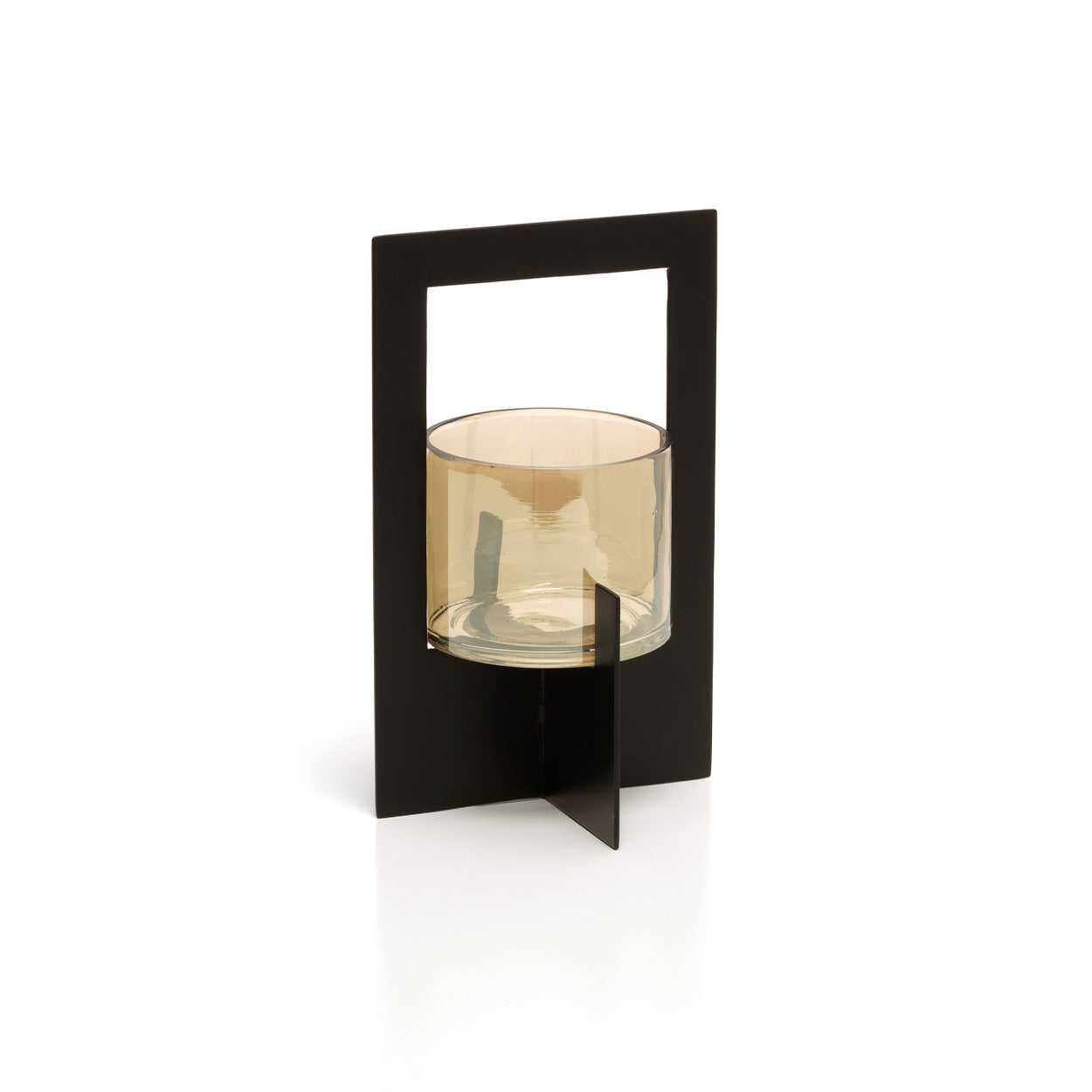 Bazar Bizar Hurricane Framed theelichthouder – Zwart Metaal & Glas (Maat L)