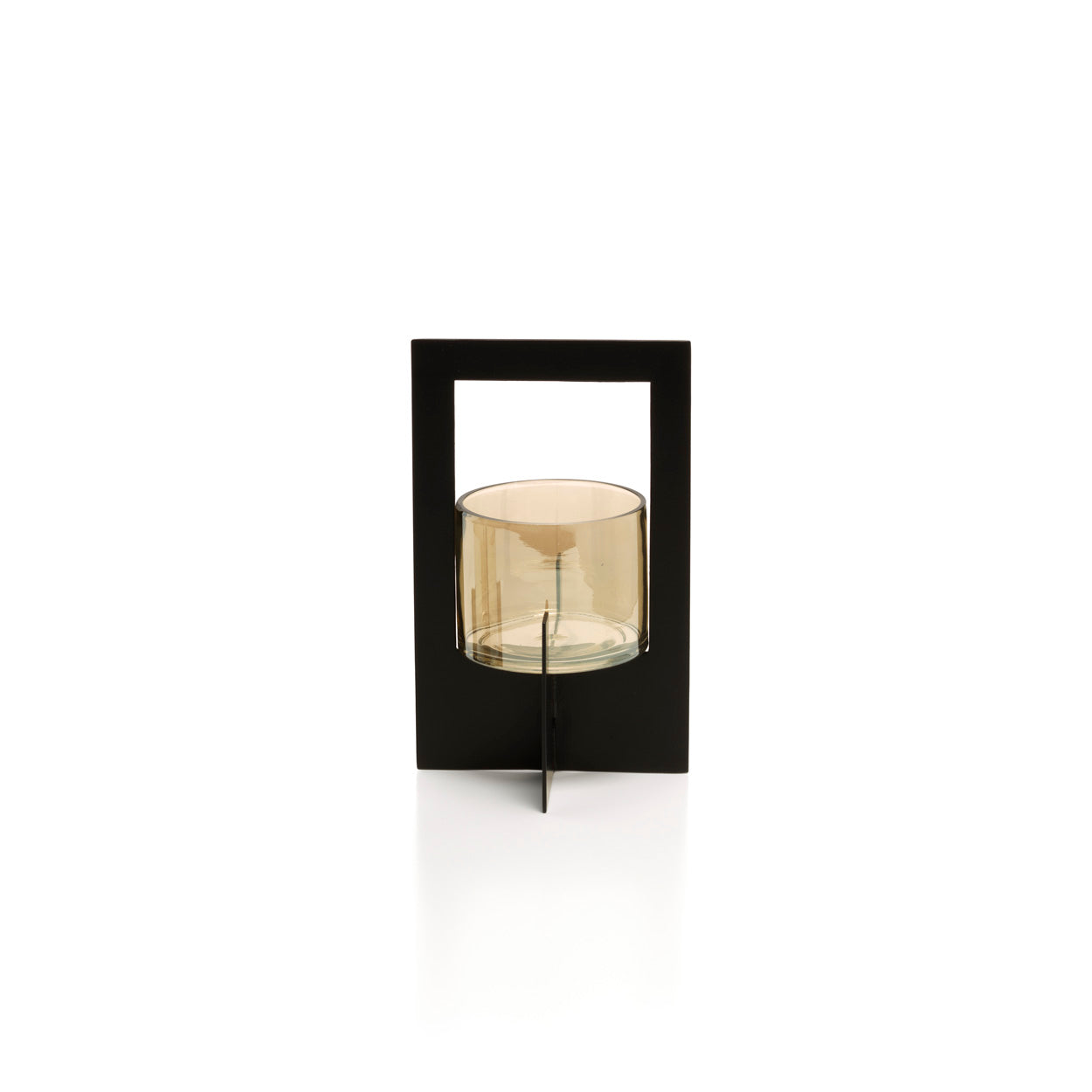 Bazar Bizar Hurricane Framed theelichthouder – Zwart Metaal & Glas (Maat L)