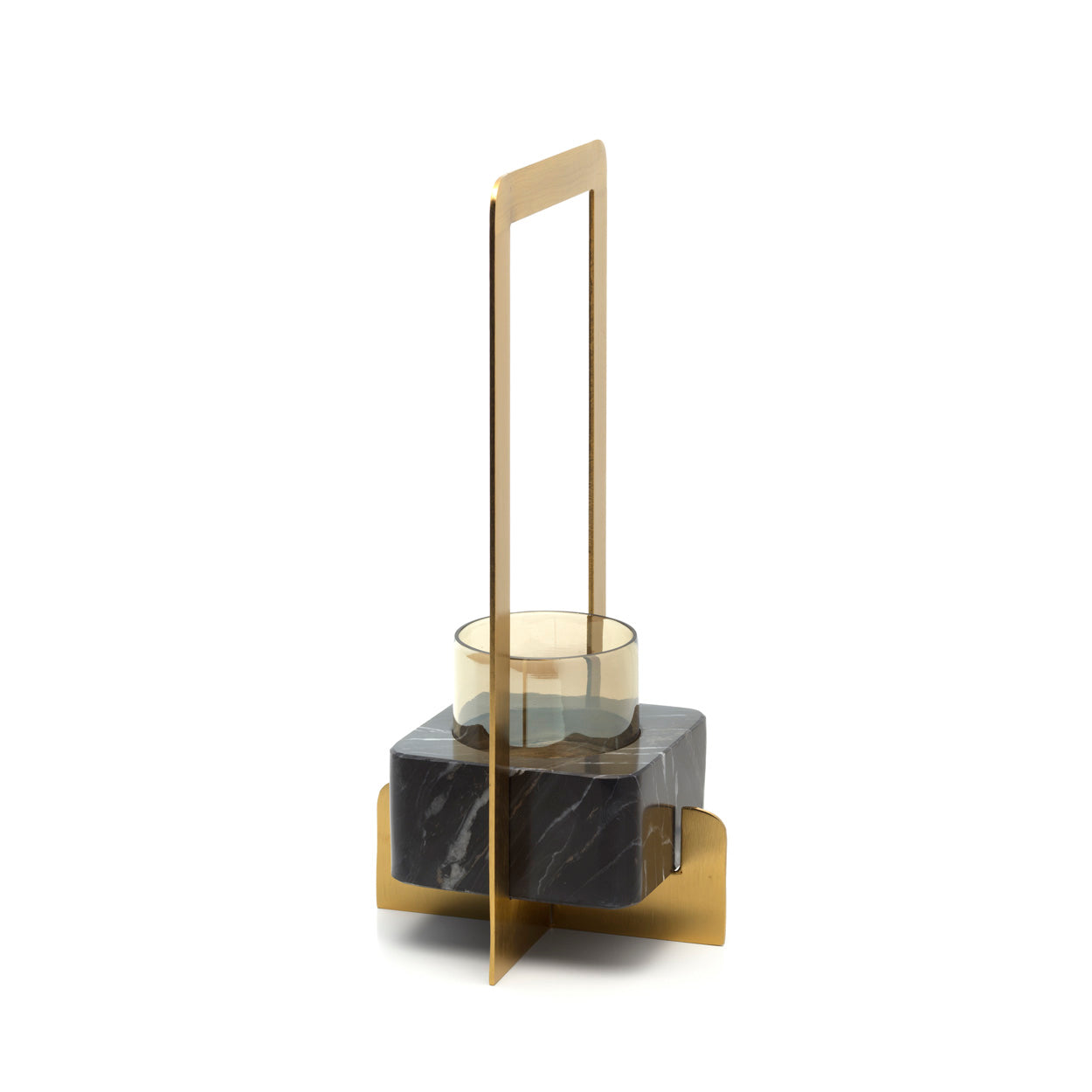 Bazar Bizar Marbre d'Or Theelichthouder – Goud & Zwart Art Deco (Maat L)