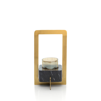 Bazar Bizar Marbre d'Or Theelichthouder – Goud & Zwart Art Deco (Maat L)