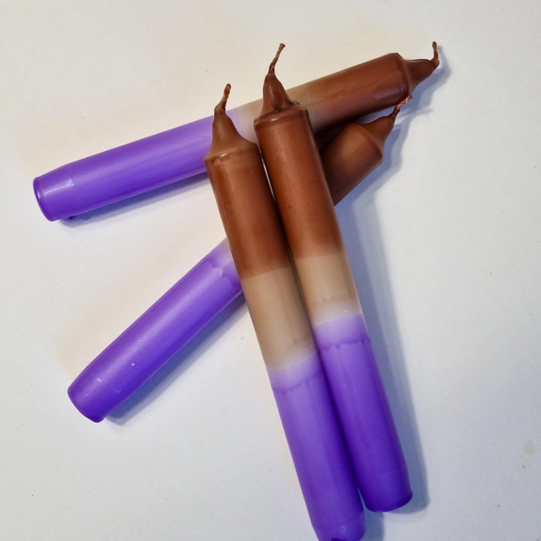 Elate &amp; Co. - Dinner Candle Dip Dye Purple-brown/beige s/4