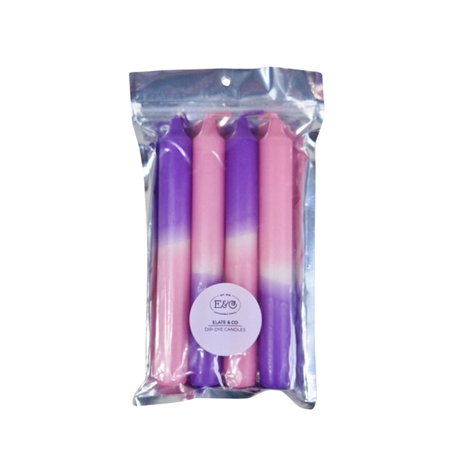 Elate & Co. Dip Dye dinerkaarsen Roze-paars 2,2 × 18 cm - 4 stuks