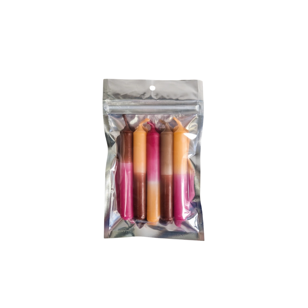 Elate &amp; Co. - Dip Dye Pencil Candles Pink-Brown-Orange 5 s/5