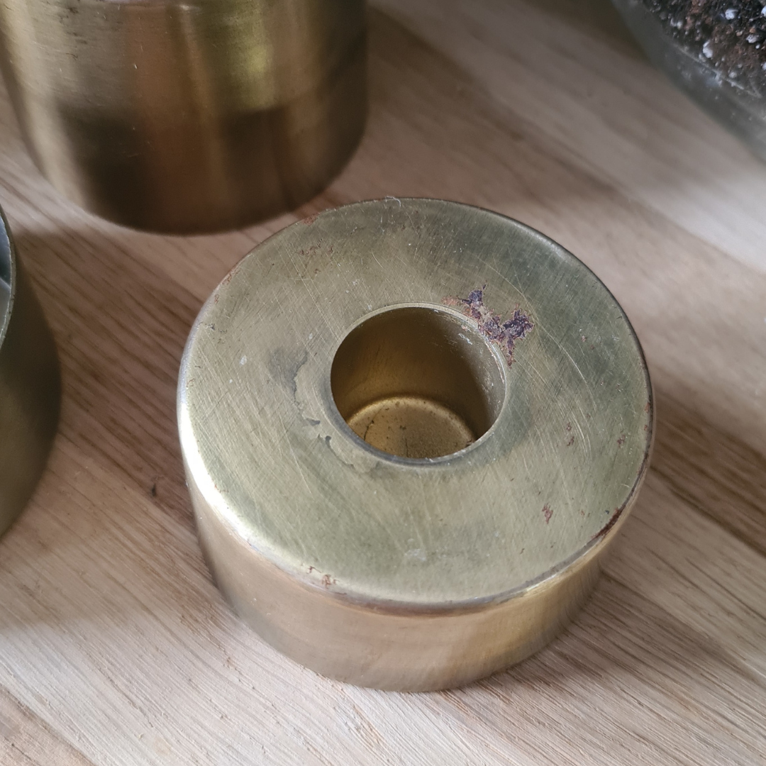 Brass candlestick set of 3 (bruised)